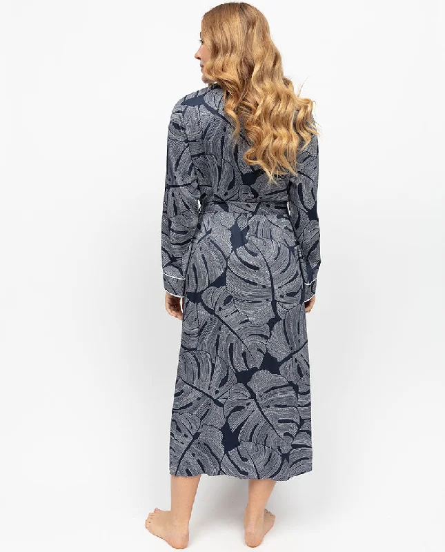 Knightsbridge Leaf Print Long Dressing Gown