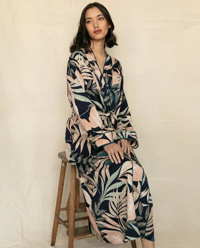 Spitalfields Leaf Print Long Dressing Gown