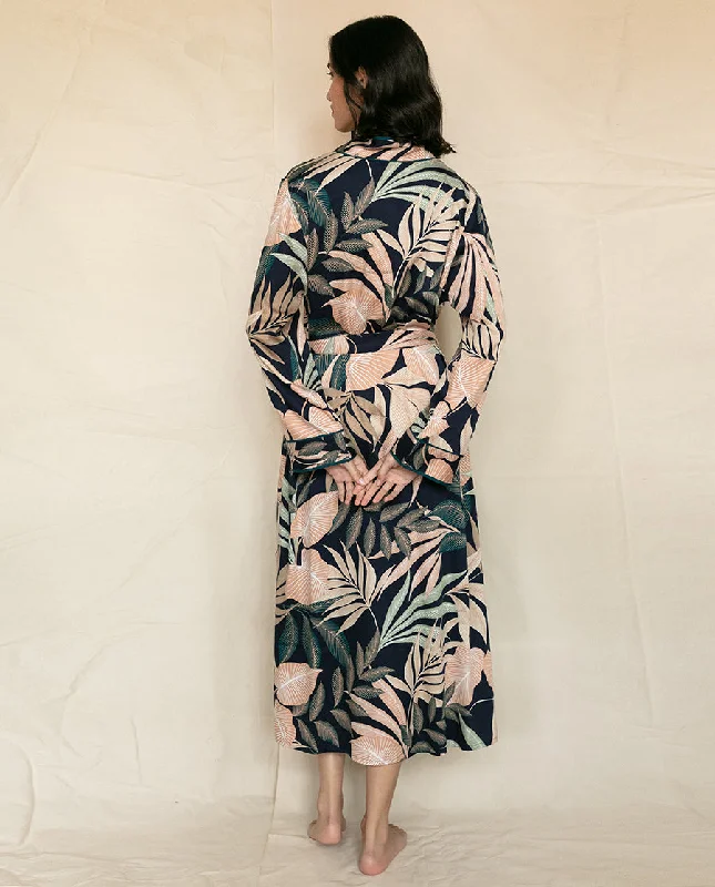 Spitalfields Leaf Print Long Dressing Gown