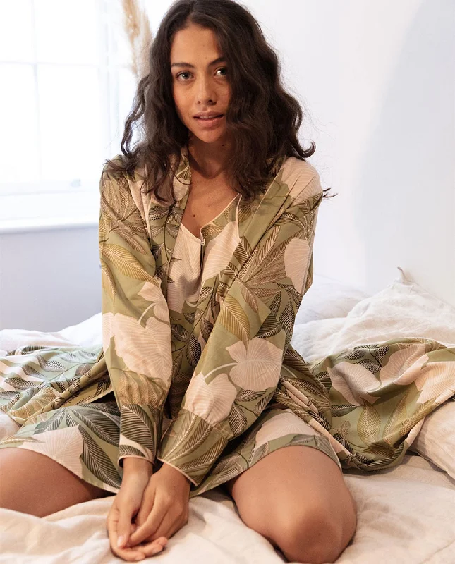 Richmond Leaf Print Long Dressing Gown