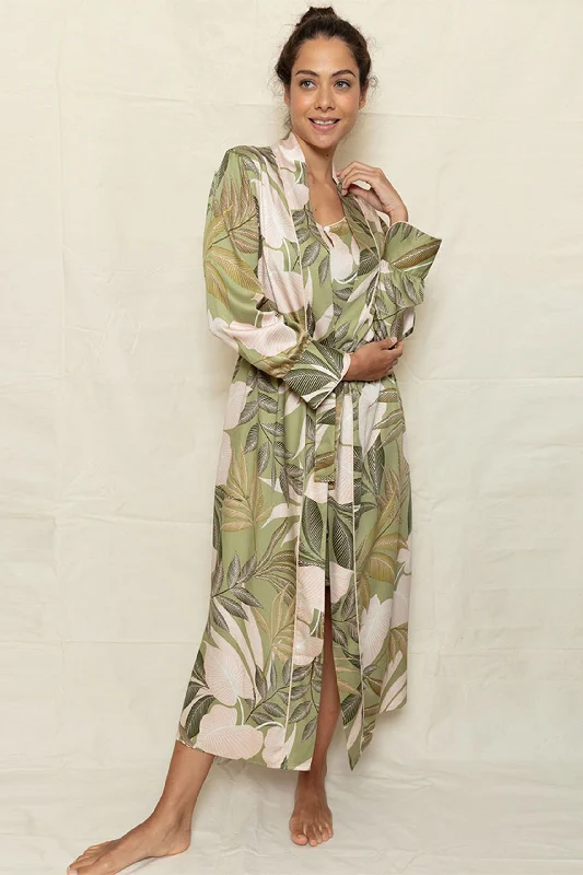 Richmond Leaf Print Long Dressing Gown