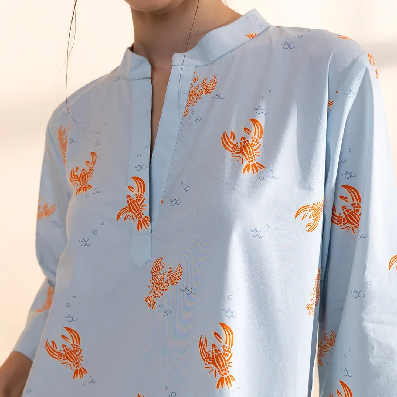 Lobster Cotton Midi Kaftan Dress