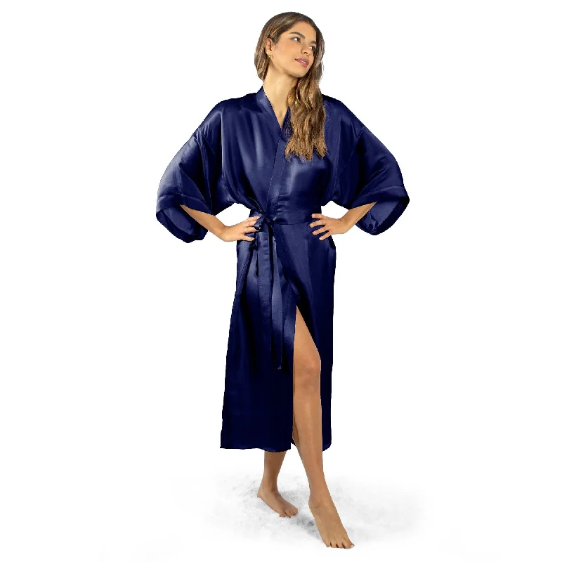 Luxury Artisan Long Silk Kimono Robes For Women, Washable Natural Mulberry Silk - FINAL SALE