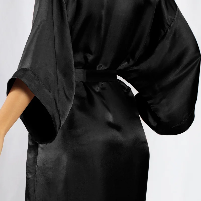 Luxury Artisan Long Silk Kimono Robes For Women, Washable Natural Mulberry Silk