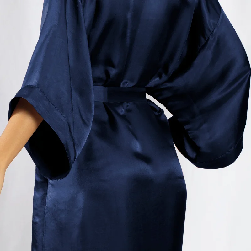 Luxury Artisan Long Silk Kimono Robes For Women, Washable Natural Mulberry Silk