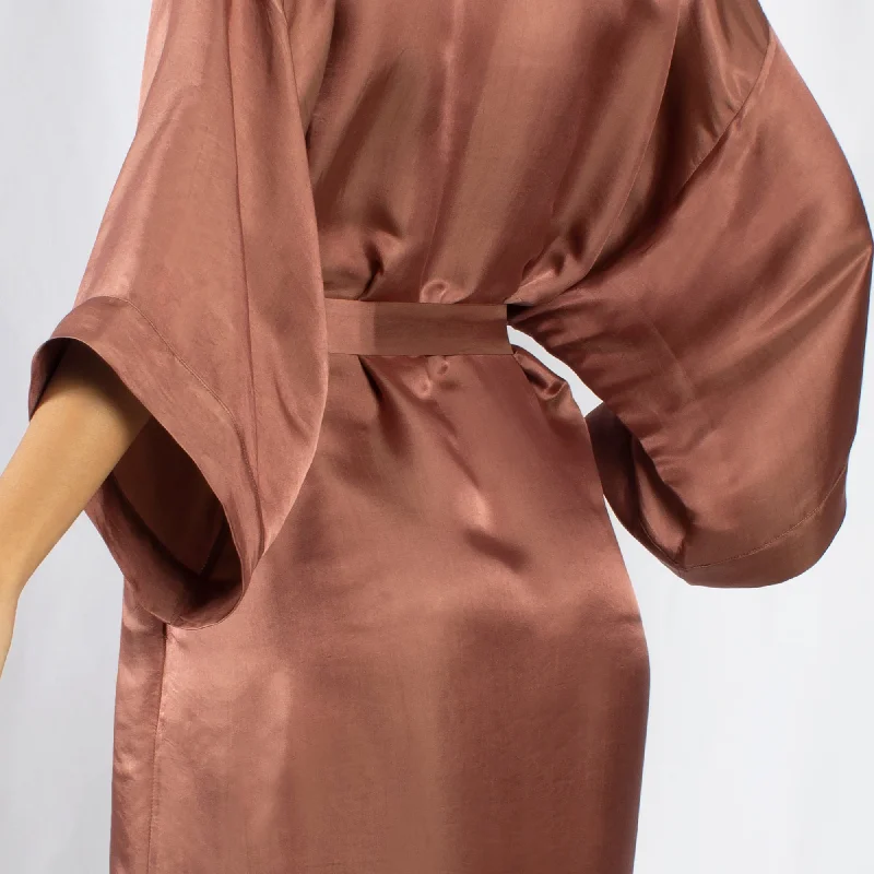 Luxury Artisan Long Silk Kimono Robes For Women, Washable Natural Mulberry Silk