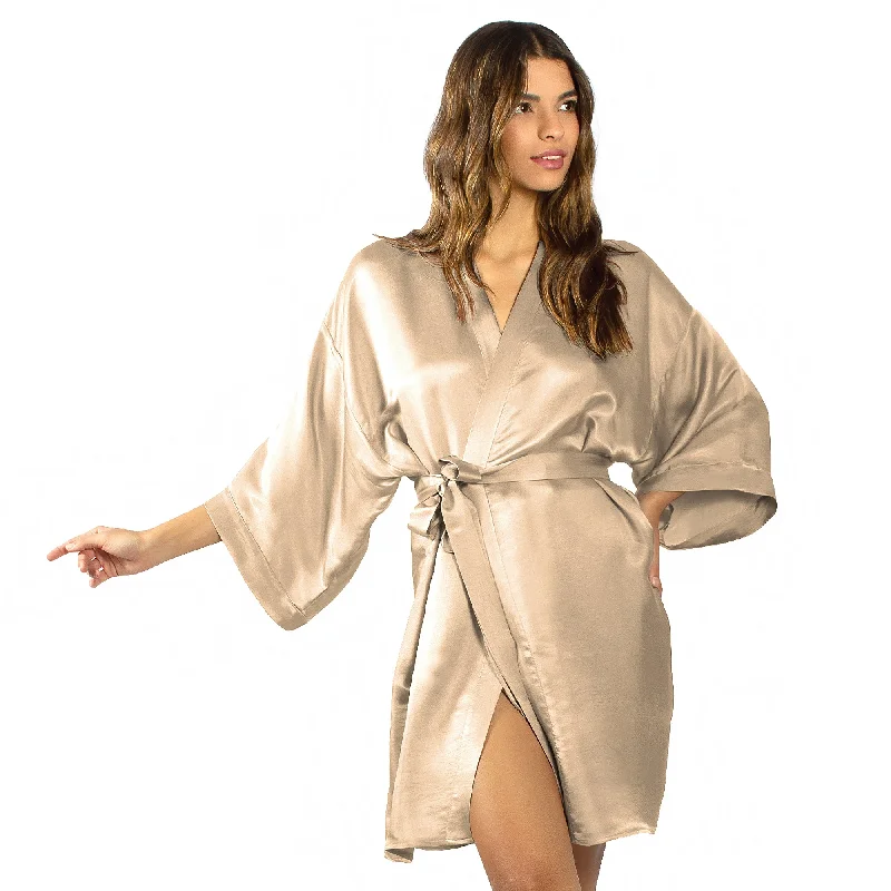 Luxury Artisan Silk Kimono Robes For Women, Short, Washable Natural Mulberry Silk