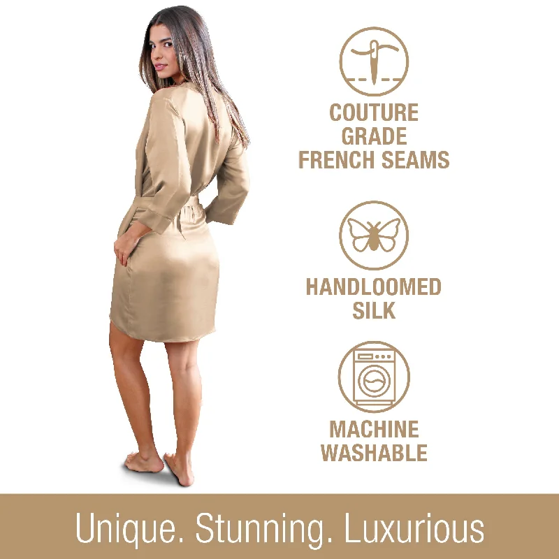 Luxury Artisan Silk Robes For Women, Short, Washable Natural Mulberry Silk