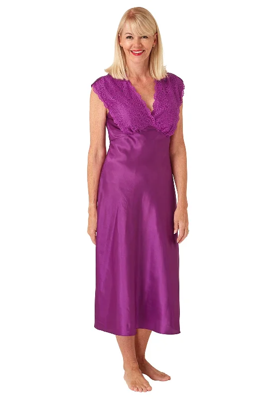 Marlon Lace Neckline Nightdress, Fuchsia