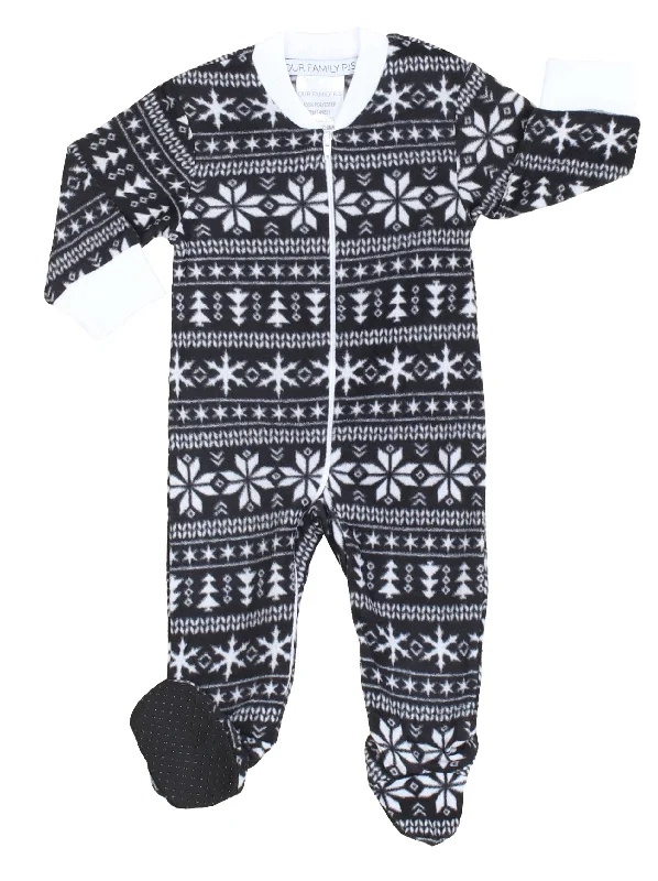 Our Family Pjs Christmas Family Matching Fleece Black Fairisle Pajama Sets