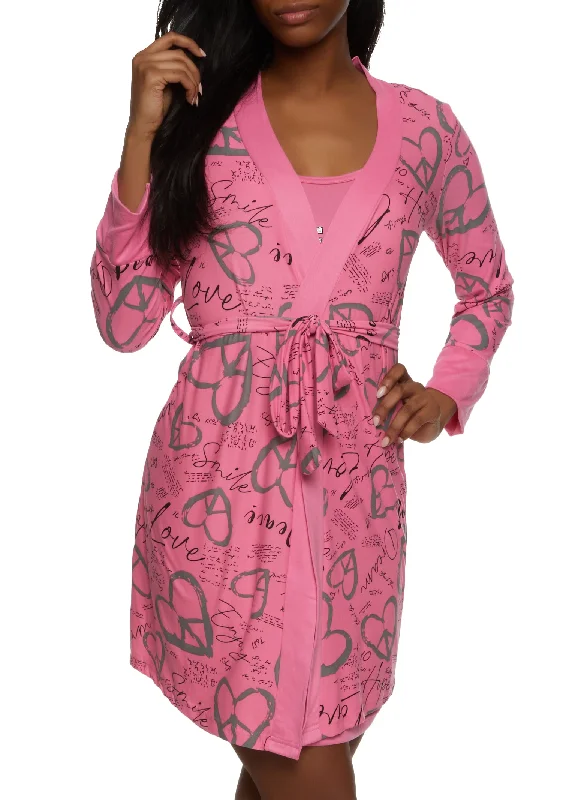 Love Hope Dream Graphic Nightgown with Robe