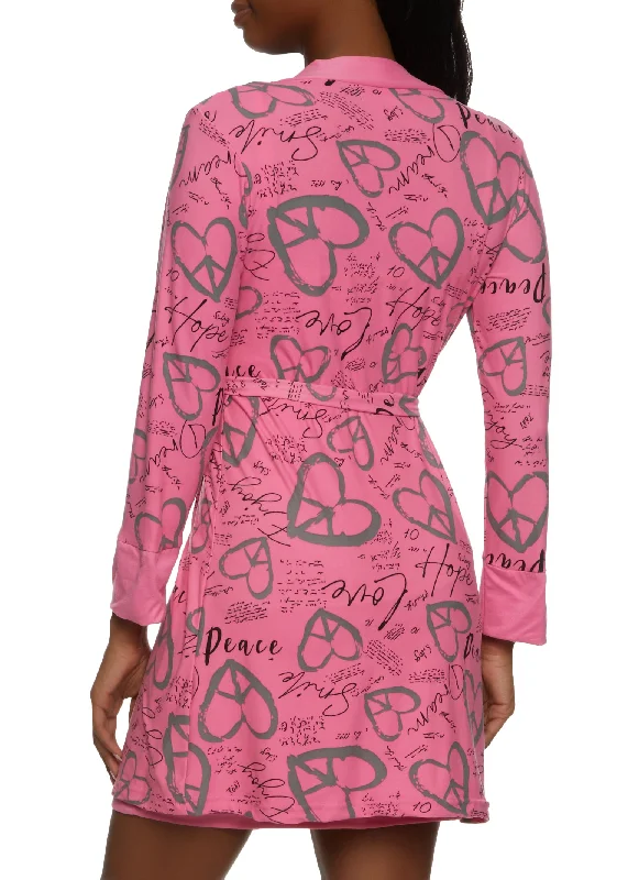 Love Hope Dream Graphic Nightgown with Robe