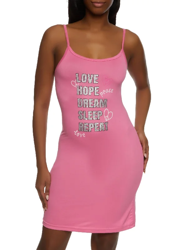 Love Hope Dream Graphic Nightgown with Robe