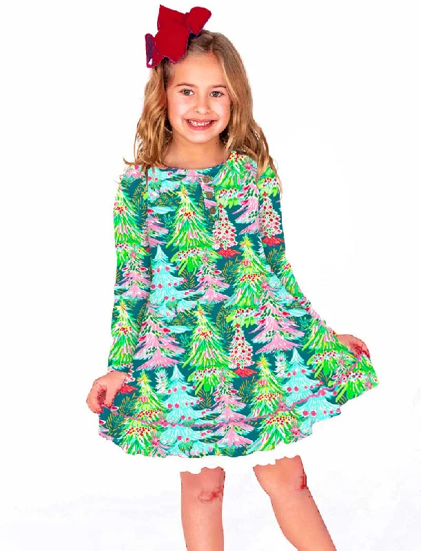 [Pre Order] Merry & Bright Jubilee Tree - Girls Long Sleeve Bamboo Slumber Set (EST SHIP LATE OCT)