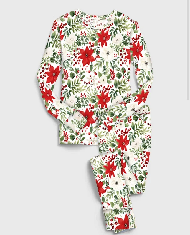 [Pre Order] Merry & Bright Pretty Poinsettia - Bamboo Long Sleeve Lounge Set (EST SHIP LATE OCT)