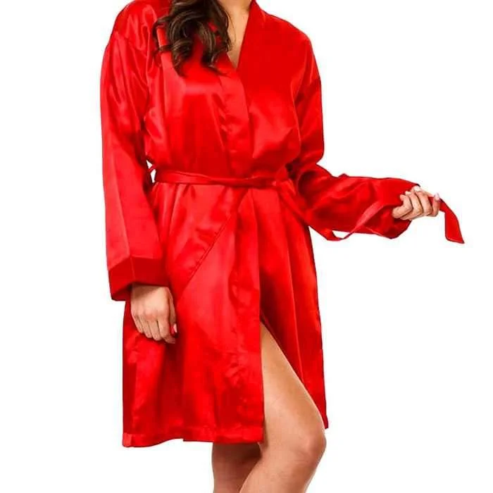 Red Satin Short Night Gown