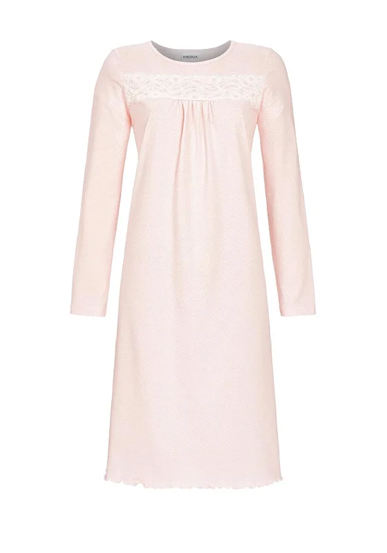 Ringella Lace Panel Cotton Nightdress, Pink