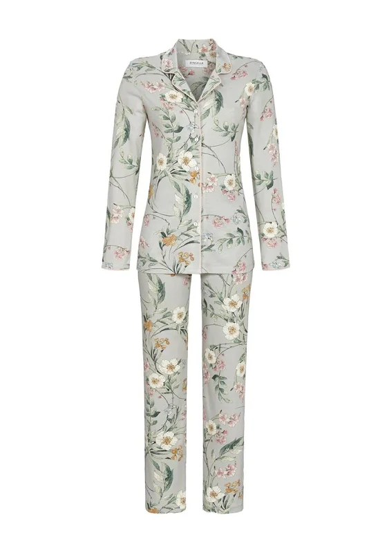 Ringella Floral Print Jersey Pyjama Set, Green