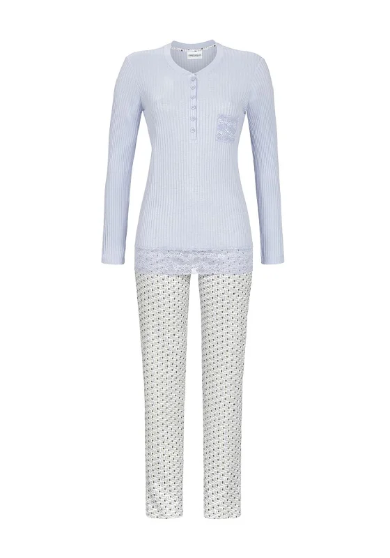 Ringella Lace Trim Pyjama Set, Powder Blue