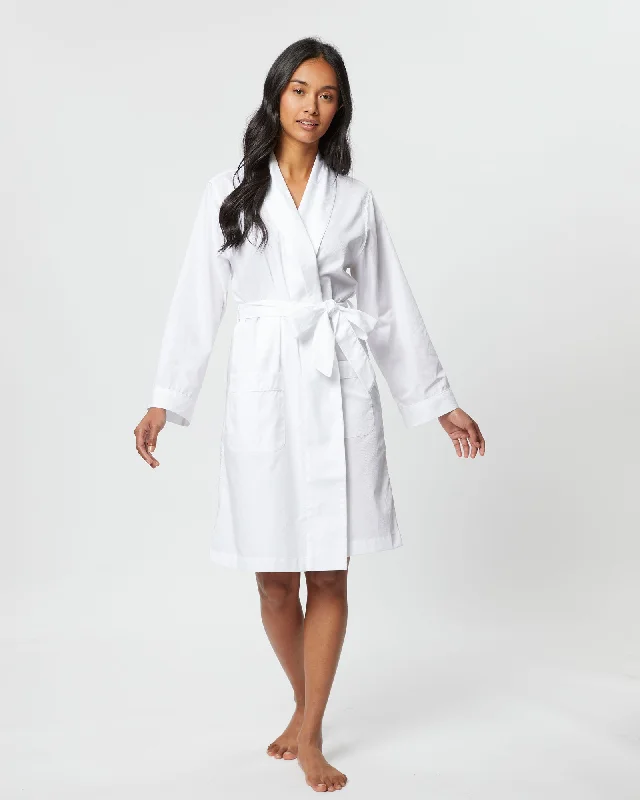 Women's Jacquard Short Dressing Gown - White