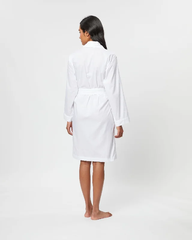 Women's Jacquard Short Dressing Gown - White