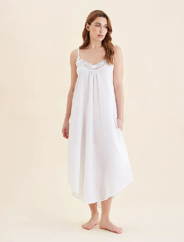 Swiss Dot Lace Front Maxi Nightie