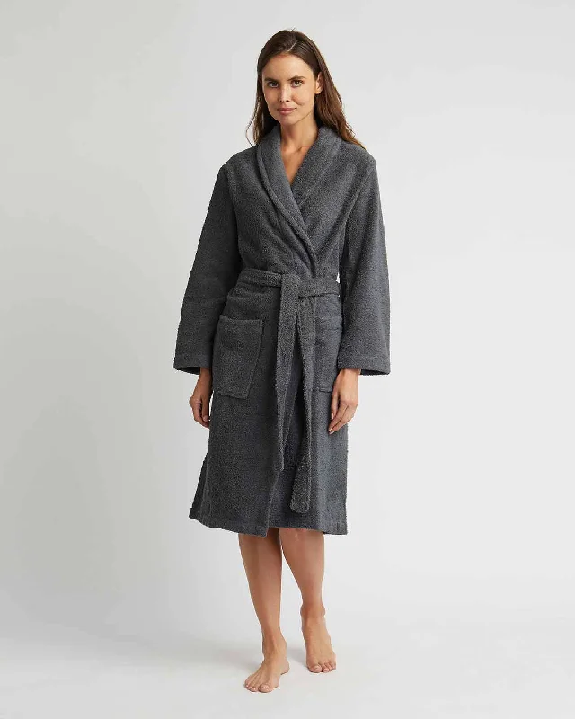 Unisex Cotton Towelling Robe - Charcoal