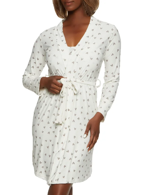 Love Sequin Print Nightgown with Robe