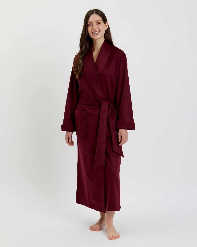 Women's Silk-Lined Cashmere Robe - Claret