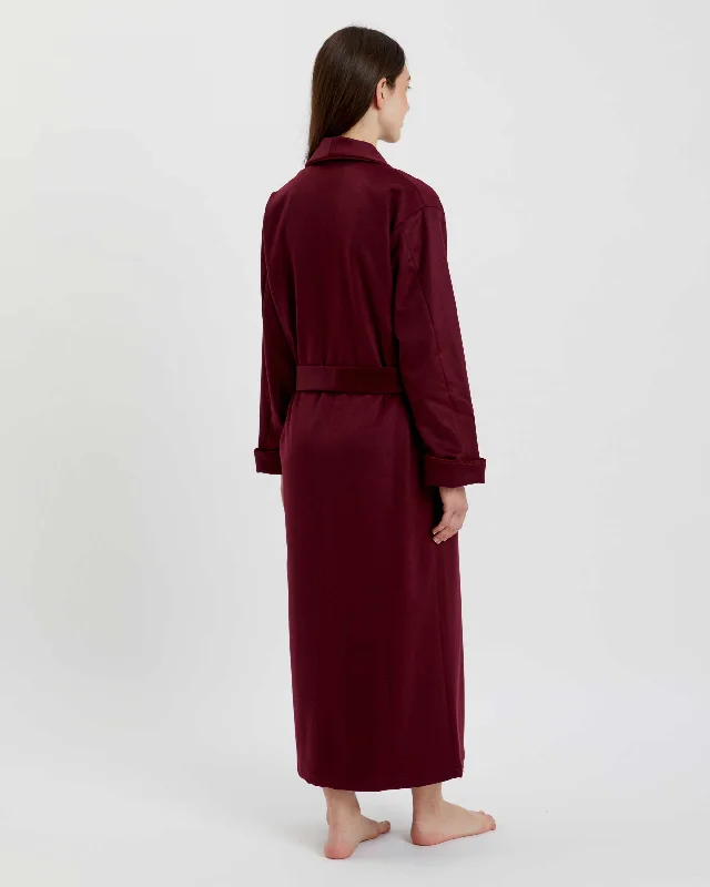 Women's Silk-Lined Cashmere Robe - Claret