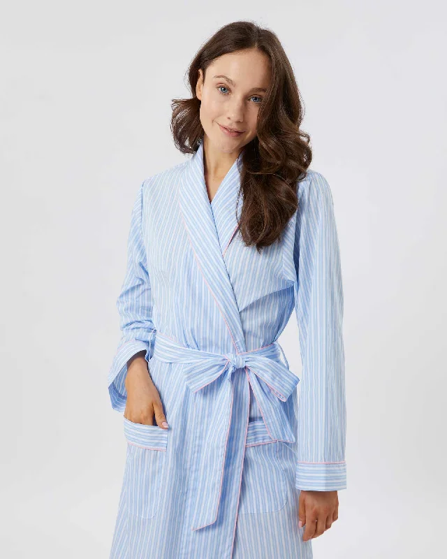 Women's Classic Cotton Dressing Gown - Lindley Stripe