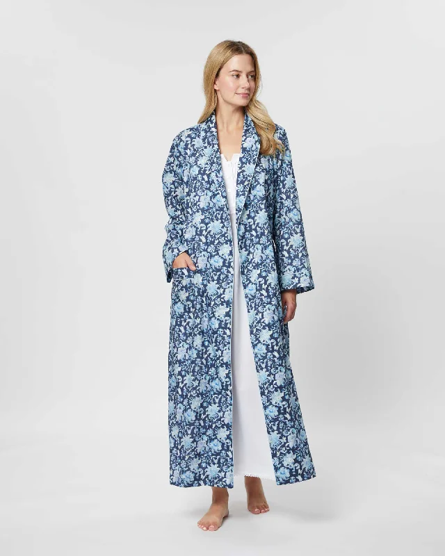 Women's Fine Cotton Dressing Gown Made with Liberty Fabric - Ice Flower